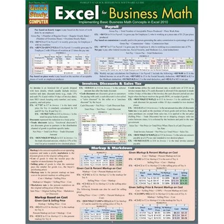 BARCHARTS BarCharts 9781423220145 Excel For Business Math Quickstudy Easel 9781423220145